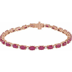 14K Gold Lab-Grown Ruby And Lab-Grown Diamond Line Bracelet