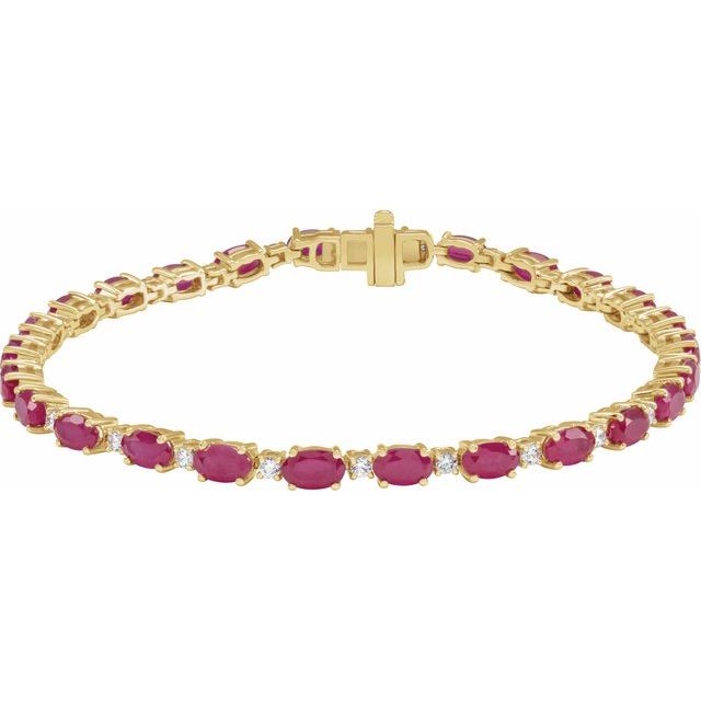 14K Gold Lab-Grown Ruby And Lab-Grown Diamond Line Bracelet