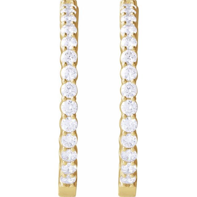 14K Gold 1/2 CTW Natural Diamond 19.3 mm Hinged Hoop Earring