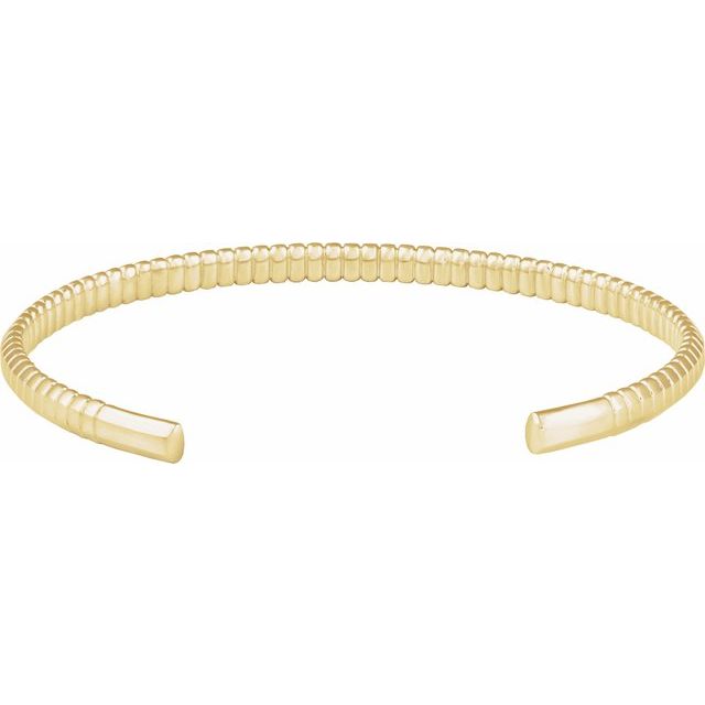 14K Yellow Gold, 7x5 mm Elegant Cuff Bracelet – Timeless Luxury