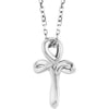 14K White Gold 13.4x10.4 mm Freeform Cross Necklace - Elegant Design