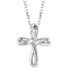 14K White Gold 13.4x10.4 mm Freeform Cross Necklace - Elegant Design