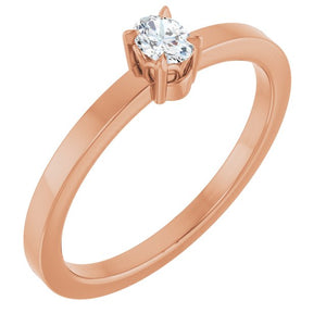 14K Gold Natural Diamond Solitaire Ring