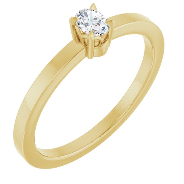 14K Gold Natural Diamond Solitaire Ring