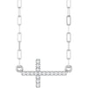 14K White Gold .08 CTW Natural Diamond Sideways Cross Necklace 18