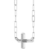 14K White Gold 11x7 mm Sideways Cross Necklace - Elegant Design