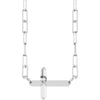 14K White Gold 11x7 mm Sideways Cross Necklace - Elegant Design