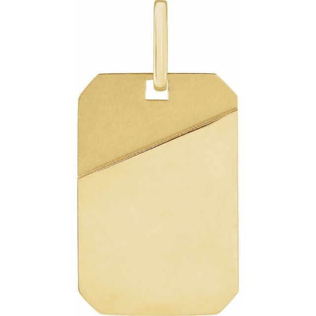 14K Gold Engravable Dog Tag Pendant