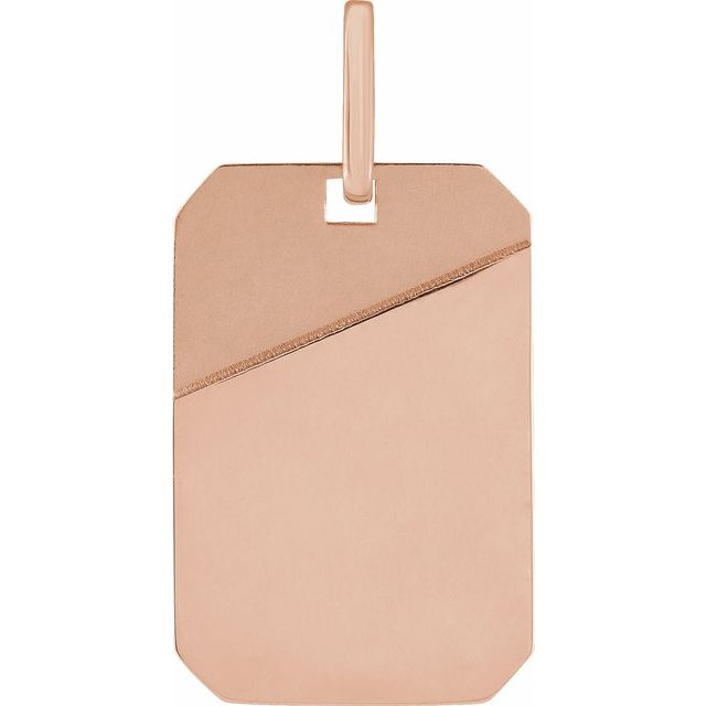 14K Gold Engravable Dog Tag Pendant