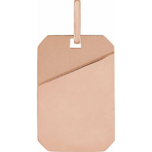 14K Gold Engravable Dog Tag Pendant