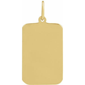 14K White Gold Cross Dog Tag Pendant – Polished Finish