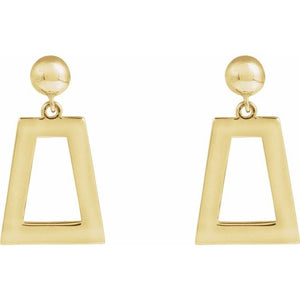 14K White Gold Geometric Polished Earring - 18x10 mm