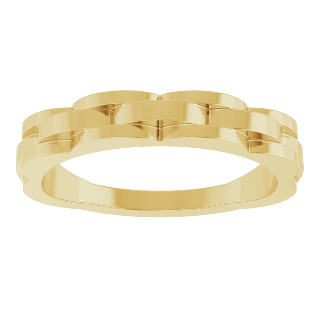 14K Gold Chain Link Ring - Polished Design