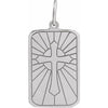 14K White Gold Cross Dog Tag Pendant – Polished Finish