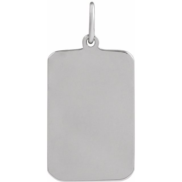 14K White Gold Cross Dog Tag Pendant – Polished Finish