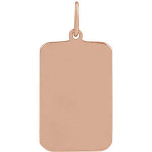 14K White Gold Cross Dog Tag Pendant – Polished Finish