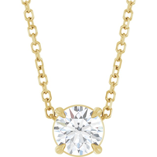 14K Gold Natural Citrine Solitaire Slide Pendant