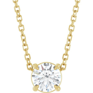 14K Gold Natural Citrine Solitaire Slide Pendant