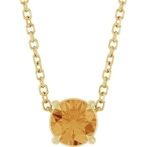14K Gold Natural Citrine Solitaire Slide Pendant