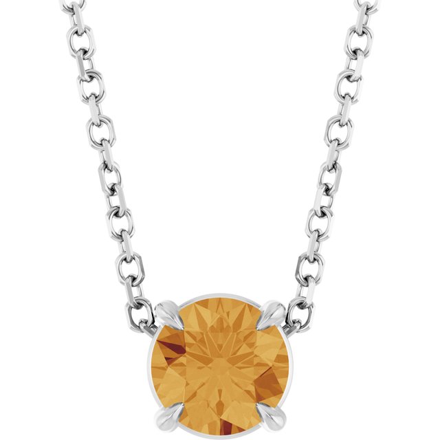 14K Gold Natural Citrine Solitaire Slide Pendant