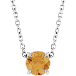 14K Gold Natural Citrine Solitaire Slide Pendant