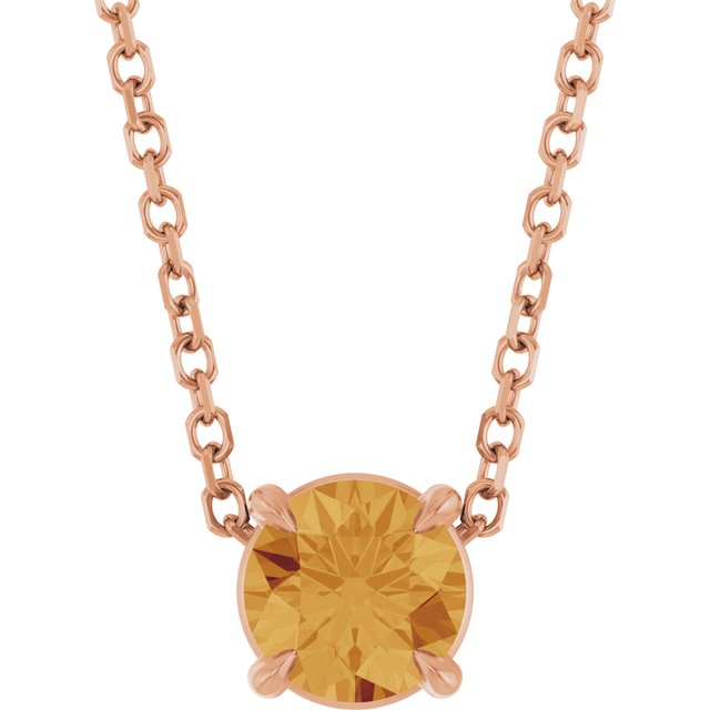 14K Gold Natural Citrine Solitaire Slide Pendant