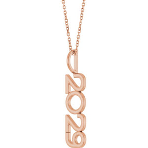 14K Gold, 27.57x7.97 mm Vertical Necklace - Elegant Commemoration