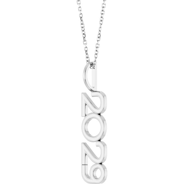 Platinum 2021 Year 27.57x7.97 mm Vertical Necklace - Elegant Commemoration