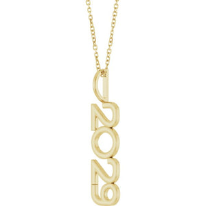 14K Gold, 27.57x7.97 mm Vertical Necklace - Elegant Commemoration