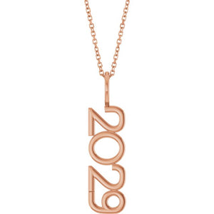 14K Gold, 27.57x7.97 mm Vertical Necklace - Elegant Commemoration