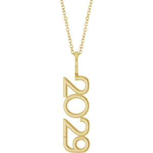 14K Gold, 27.57x7.97 mm Vertical Necklace - Elegant Commemoration