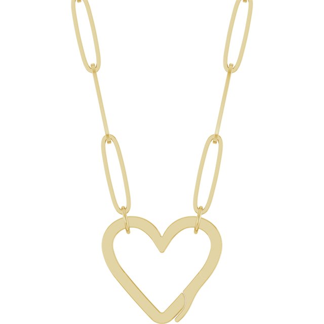 14K White Gold 16" Heart Charm Necklace - Elegant & Timeless