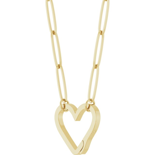 14K White Gold 16" Heart Charm Necklace - Elegant & Timeless