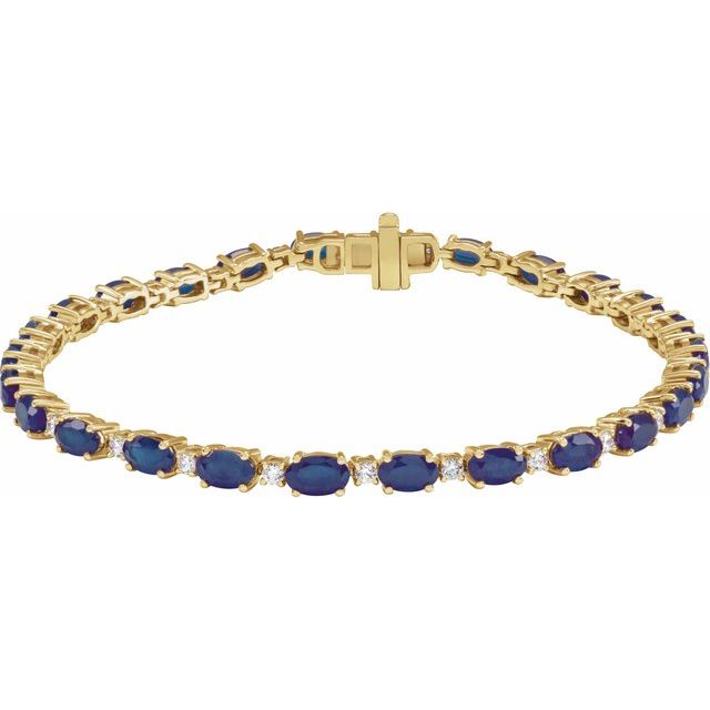 14K Gold Lab-Grown Ruby And Lab-Grown Diamond Line Bracelet