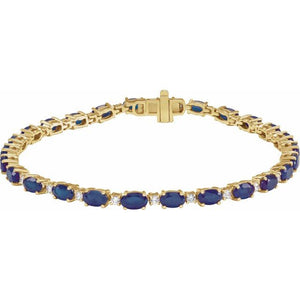 14K Gold Lab-Grown Ruby And Lab-Grown Diamond Line Bracelet