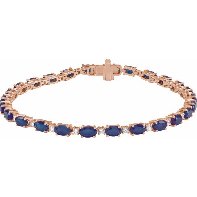 14K Gold Lab-Grown Ruby And Lab-Grown Diamond Line Bracelet