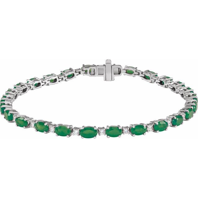 14K Gold Lab-Grown Ruby And Lab-Grown Diamond Line Bracelet