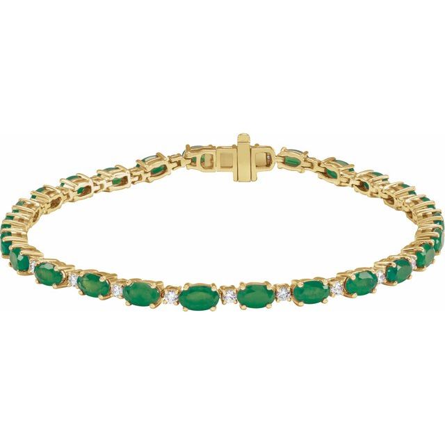 14K Gold Lab-Grown Ruby And Lab-Grown Diamond Line Bracelet