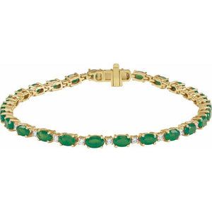 14K Gold Lab-Grown Ruby And Lab-Grown Diamond Line Bracelet