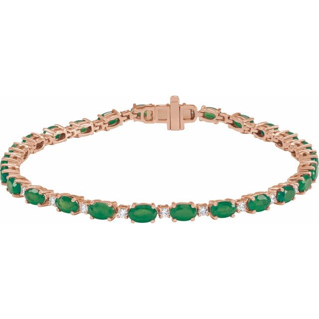 14K Gold Lab-Grown Ruby And Lab-Grown Diamond Line Bracelet