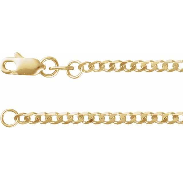 14K Yellow Gold 1.95 mm Polished Curb 16" Chain