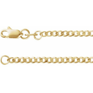 14K Yellow Gold 1.95 mm Polished Curb 16