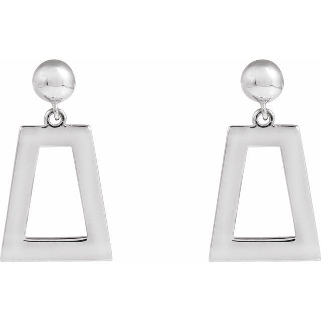 14K White Gold Geometric Polished Earring - 18x10 mm