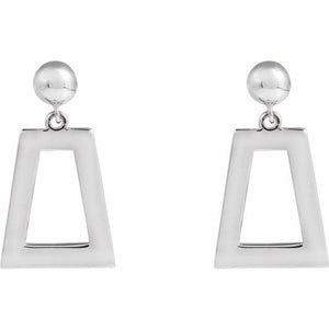 14K White Gold Geometric Polished Earring - 18x10 mm