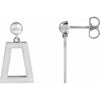 14K White Gold Geometric Polished Earring - 18x10 mm