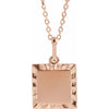 Platinum Engravable Square 16.3x10 mm Necklace - Personalized Luxury