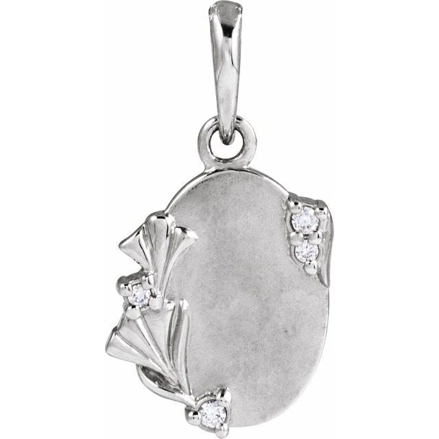 Platinum Floral Pendant with .025 CTW Natural Diamonds – Engravable Elegance