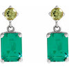 14K Yellow Gold Natural London Blue Topaz & Peridot Dangle Earrings