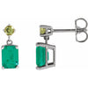 14K Yellow Gold Natural London Blue Topaz & Peridot Dangle Earrings