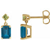 14K Yellow Gold Natural London Blue Topaz & Peridot Dangle Earrings